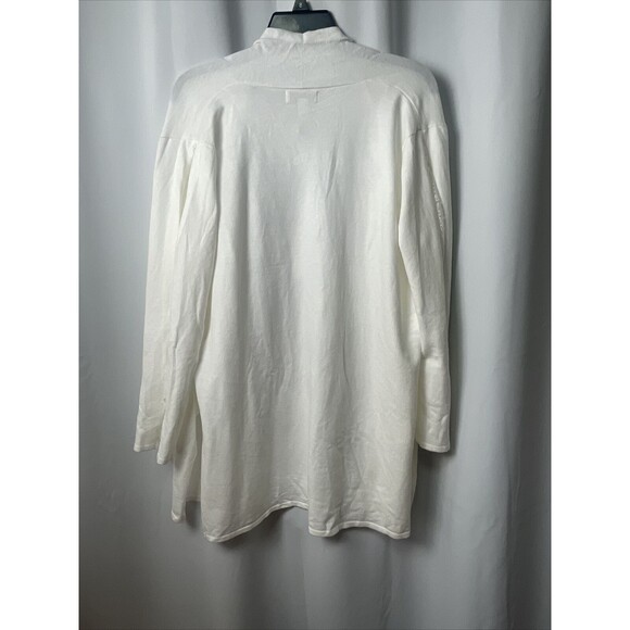 H Halston Lace Inlay Open Cardigan Sweater In White As M New - Picture 11 of 11